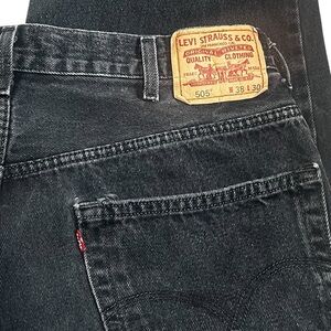 Levi’s 505 Regular Fit Black Jeans Men’s 38x30 Straight Leg Denim Classic
